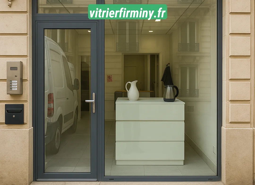 Façade vitrine de magasin en aluminium sur mesure à Firminy